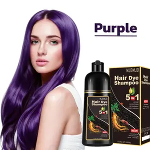 5-in-1 purple Herbal Hair Dye Shampoo – Fast Natural Gray Coverage, Gentle Nourishing Formula for Men & Women, Long-Lasting Vibrant Color, Paraben-Free, 16.9 Fl Oz