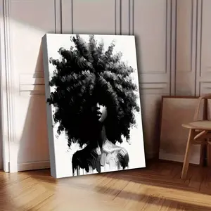 A Black and White Retro Canvas Wall Art - Modern Minimalist Portrait with Wrapped Canvas Frame, Ready to Hang Home Office Decoration, Monochrome Female Face Poster, Suitable for Living Room, Bedroom, Mother's Day Gift - Includes Easy Hook, Bedroom Ar