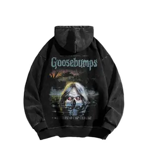 Goosebumps "Camp Cold Lake" | Retro Thickened Vintage Hoodie, American Washed Style Themed Hoodie, Made in the USA | Premium 100% Cotton Streetwear Hoodie | Loose Fit