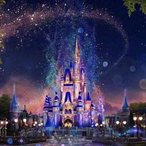 5D DIY Full Drill Round Diamond Painting - Diamond Art Painting Kit Castle, Night Scene, Fireworks Mosaic, Canvas - DIY Decorative Painting, Home Wall Decor, Suitable for Halloween and Christmas, Birthday and Anniversary Gifts