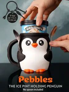 Highland Cow Ice Cream Holder, Cute Ice Cream Pint, Reusable 3D Printed Pop Container, Dessert Cup with Anti-Freeze Handle