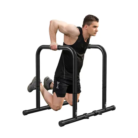 RELIFE Heavy-Duty Adjustable Training Bar - Calisthenics, Gymnastics, Pull-Up Tool with Dip Station, Parallette Push-Up Stands, Cushioned Grips, 400lbs Capacity Home Gym Exercise Equipment