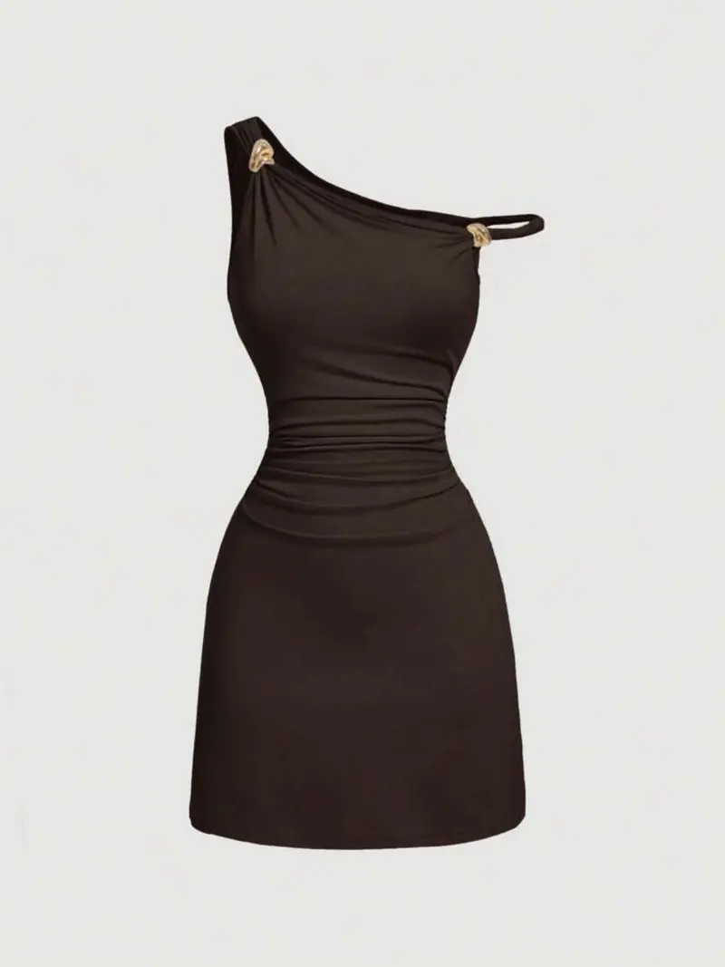 metallic cut-out one-shoulder mini dress - TikTok Shop