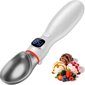 Heating Ice Cream Scoop 2oz Stainless Steel LED Display, Ambient Light, Dura Ice Cream, Non Button Cell Battery, Lithium Battery