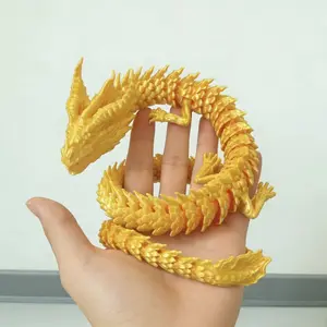 Full Jointly Moveable Chinese Dragon 3D Printed Figurine, Articulating Animal Figurines, Realistic God Dragon Model, Desktop Decoration Stress Relief Toy Gift