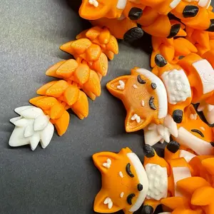 5.1 inch Fluffy Tail- Fox - Orange and White Design with Black Details Stress Relief
