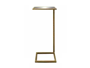HomeRoots 490143 27 x 11 x 11 in. Brass & Silver Mirrored & Iron Square End Table