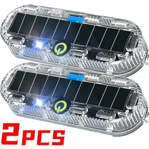 Wireless LED Solar Strobe Light Waterproof for Motorcycle Car Bike Truck Anti-collision Warning Light Signal Lamp 1 2pcs