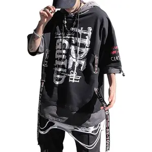 XYXIONGMAO Cyberpunk Mens Summer Shirts Japanese Techwear Shirt Streetwear Hip Hop Shirts For Teens Graphic T Alphabet Design Workwear Gothic Hoodie Cool Cotton T Shirts For Men