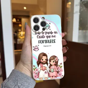 [Christian Phone Case] Winter-Themed Christian Phone Case | Cartoon-Style Bible Verse from Philippians 4:13 for iPhone 16, 11, 15, 14, 13, and 12 Pro Max XR Plus