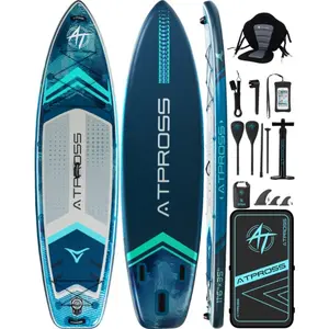 [Spring Glow Up] 11'6"×35" Inflatable Stand Up Paddle Board, 450LBS Capacity, Premium SUP with Kayak Seat for Paddling, Fishing, Yoga & Kayak, Wide Non-Slip Deck, Double-Ended Paddle, Two-Way Pump & Full Accessories