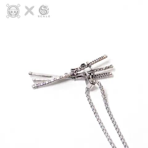 Anime Zoro-3-Blade Necklace Jewelry Exclusive Drop Limited Edition 27.5 Inch Metal Coated Pendant for Anime Enthusiasts Unisex 60cm Length