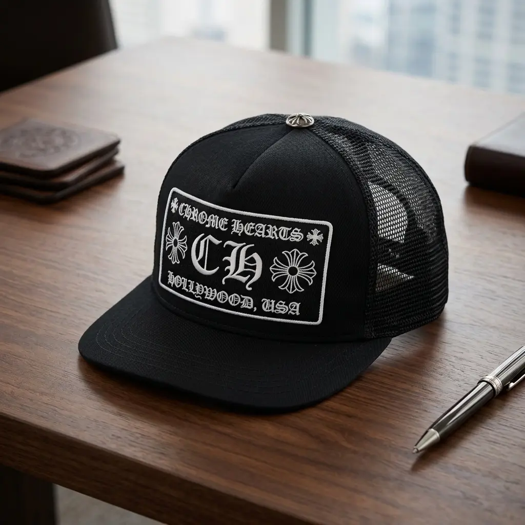 Chrome Hearts Black Mesh Trucker Hat Adjustable Snapback Cap