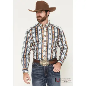 ARIAT MENS TEAM PORTLAND FITTED LS SHIRT BLUE 10062236