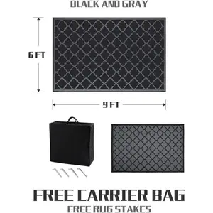 RVOLST Outdoor Rug Carpet Waterproof 6x9 ft-Patio Rug Reversible PACK OF TWO