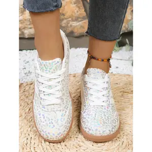 Glowing Leopard Print Sneakers, Walking Shoes, Laser Pattern Shoes, Fresh Versatile Casual Footwear, Directly Shines Bright, Perfect for Daily Wear