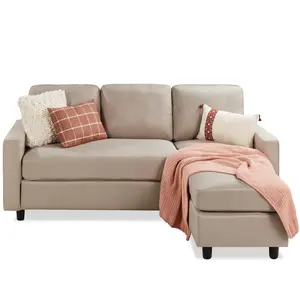 Best Choice Products Linen Sectional Sofa Couch w/ Chaise Lounge, Reversible Ottoman Bench Best Choice Products Linen Sectional Sofa Couch w/ Chaise Lounge, Reversible Ottoman Bench