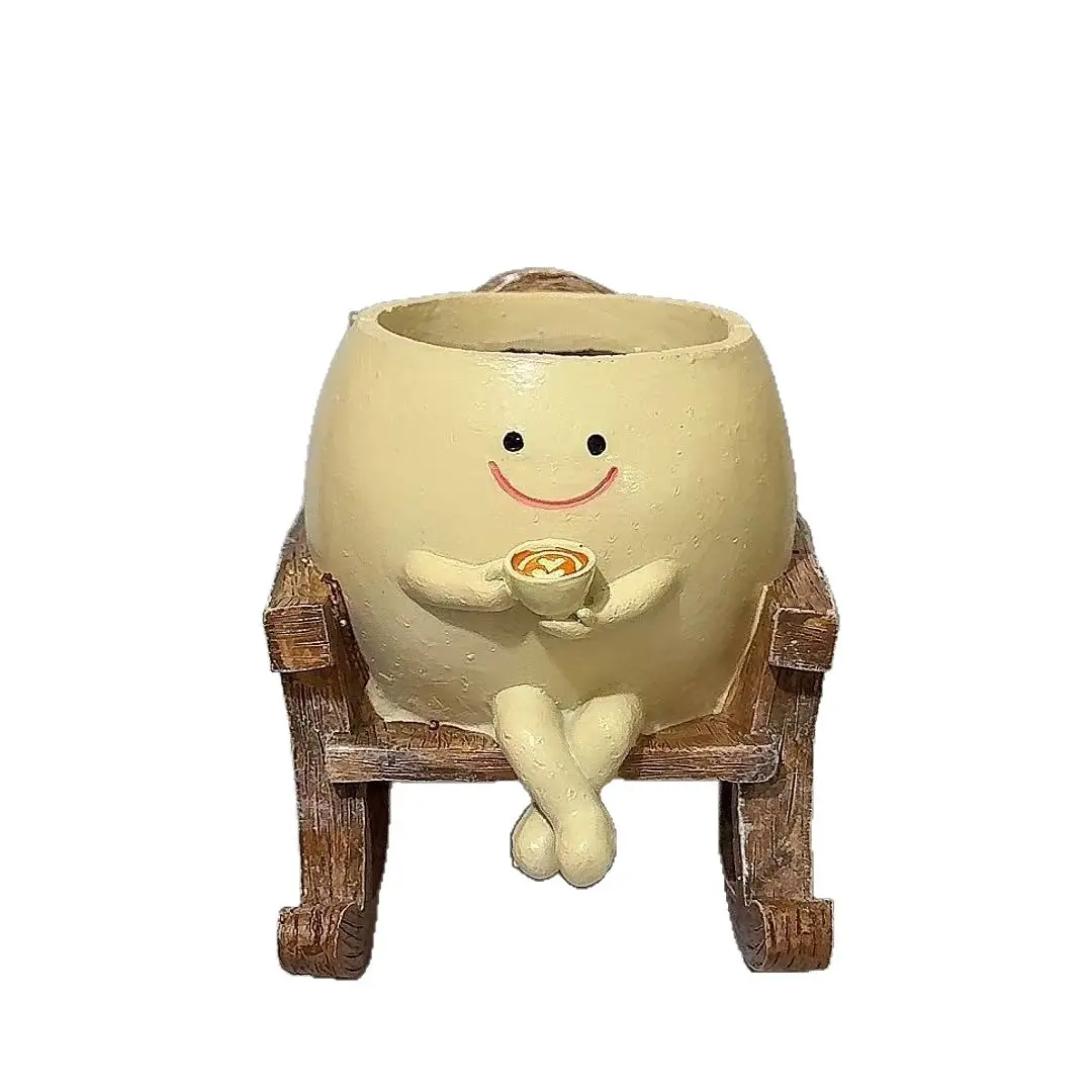 Cute resin succulent plant pot, cartoon coffee cup flower pot, suitable for indoor plants, desktop and garden decoration