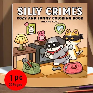 Silly Crimes Cozy Coloring Book: 22 Easy Cute Pages, 120gsm No Bleed Thick Paper, Funny Crime Art for Kids & Adults, Stress Relief & ASMR Coloring Fun