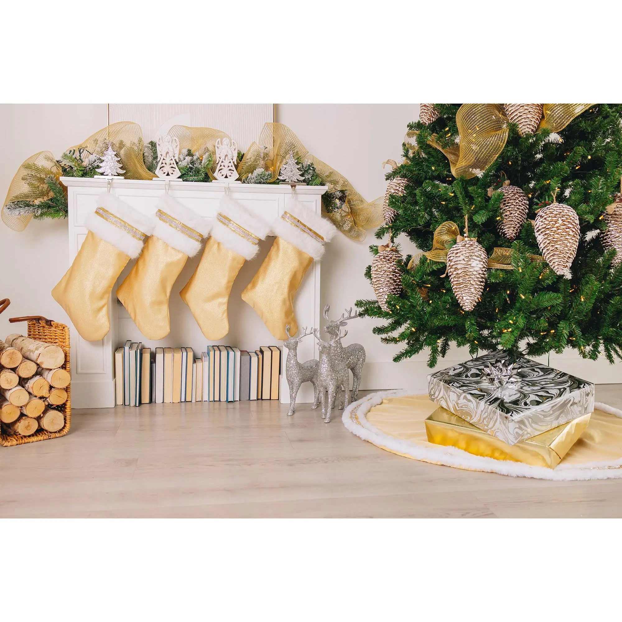 Gold Designer Christmas Stockings