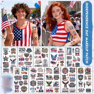 10 Sheets Temporary Temporary Tattoo Stickers for the 250th Anniversary of Independence-American Independence Day Body Tattoos, Suitable for 2026 Commemorative Gifts and Stickers, Red, White and Blue Patriotic Theme Event Parade and Party Decorations