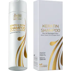 Vitamins Keratin Shampoo Hair Treatment - Cleansing Clarifying Lock In Moisture & Gentle Sulfate Free Shampoo for Dry Damaged or Color Treated Hair