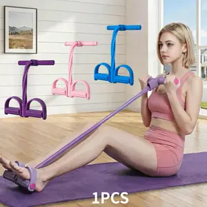 Multi-functional Pedal Resistance Band Trainer, Portable Foot Pedal Fitness Equipment Home Gym Full Body Workout Machine, Exercise Sit-ups, Yoga, Abdominal Training, 6 Tube Fitness Resistance Bands with Foot Pedals Portable, Elastic & Easy to Use