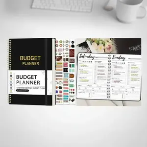 Monthly & Weekly Planner Bundle, Spiral Bound Planner, Black Paper Notebooks Budget, Expense Tracker, To-Do List for Office, School, Travel