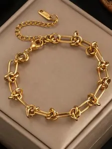 Fashion Stainless Steel Buckle Bracelet, Plated, Vintage Fashion Accessory, Unisex Party Jewelry Gift, Elegant Jewelry Bracelet, All Seasons