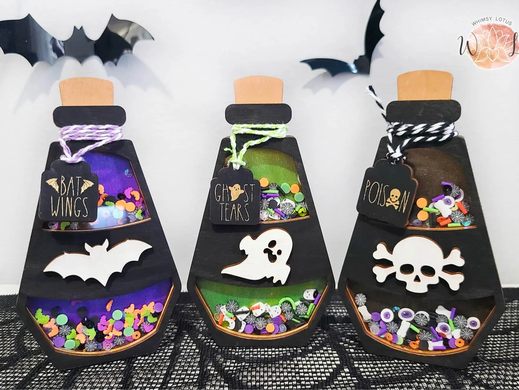 Halloween Potion Bottle Shaker Sign | Wood Halloween Table Decor | Poison Halloween Holiday Decor | Tiered Tray Tabletop Decor