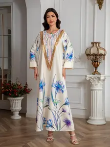 Middle Eastern Muslim Long Robe Dubai Evening Dress for Women