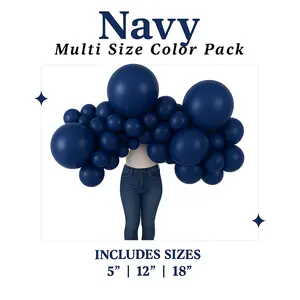 Navy Multi Size Color Pack- Professional Quality Kalisan Brand 5" 12" 18" Sizes for Balloon Arch, Weddings, Baby Showers, And Other Events and Party Celebrations