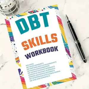 A5 Dbt Skills Handbook Workbook, 121 Pages, Relaxation Exercises, Anxiety Depression Self-Help Guide, Adult Mental Health Techniques