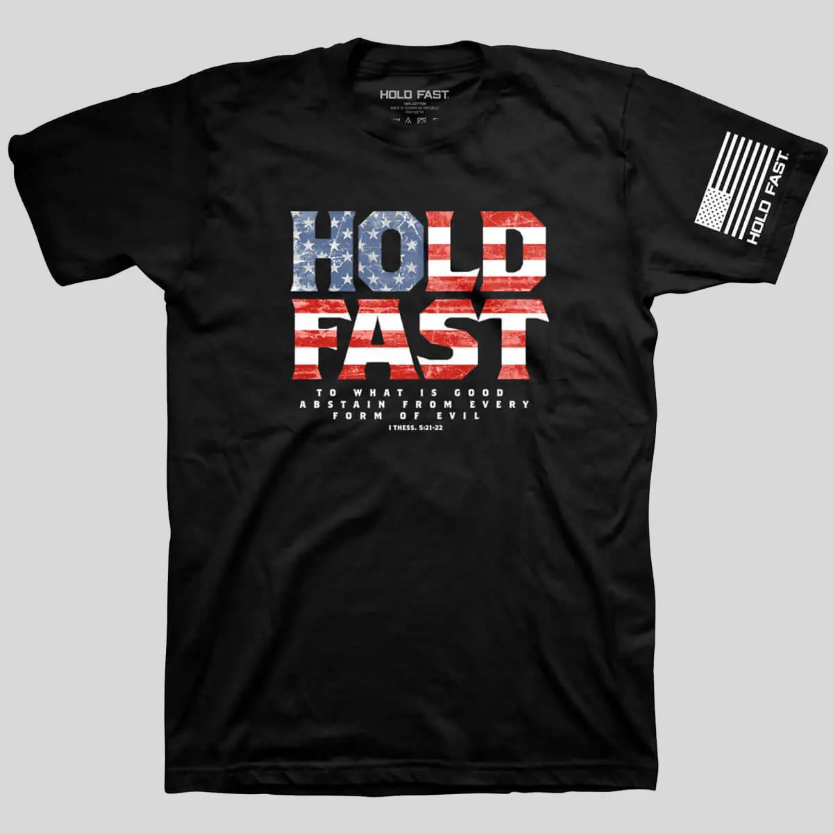 Men's Classic Shortsleeve Christian Graphic Tshirt with American Flag Design, Tubular Fit and Double-Needle Stitching