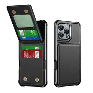 Magnetic Closure Wallet Phone Case with Card Slot, Shockproof Durable Phone Protective Cover, Phone Accessories Compatible with iPhone 15 14 13 12 11 Pro Max, Casing, Protector, Smartphone