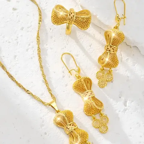 Women's Jewelry Set, Butterfly Knot Design, Elegant & Luxurious, Perfect for Daily Wear, Wedding Set Earrings, Wedding Accessories, Holiday Gifts, Bridal Wedding Jewelry, Bridal Sets, Bridal Accessory, Bride Jewelry Set For Wedding Day