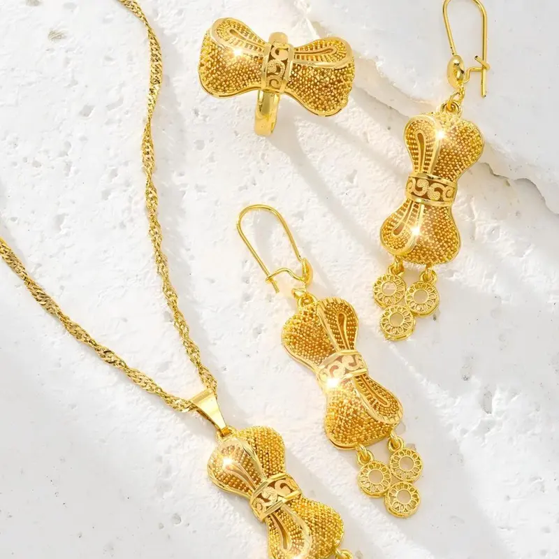 Women's Jewelry Set, Butterfly Knot Design, Elegant & Luxurious, Perfect for Daily Wear, Wedding Set Earrings, Wedding Accessories, Holiday Gifts, Bridal Wedding Jewelry, Bridal Sets, Bridal Accessory, Bride Jewelry Set For Wedding Day