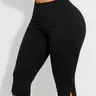Women's Versatile Black High Waist Slim Fit Capri Pants with Side Slits, Minimalist Casual Soft Stretchy Elastic Fabric Trousers for Summer, Chic Comfy Pants Casual Fashion Bottoms