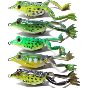 Frog Lure Topwater Fishing Lures 5pcs with Box Weedless Soft Swimbaits for Bass Trout Pike Snakehead Fishing Gear