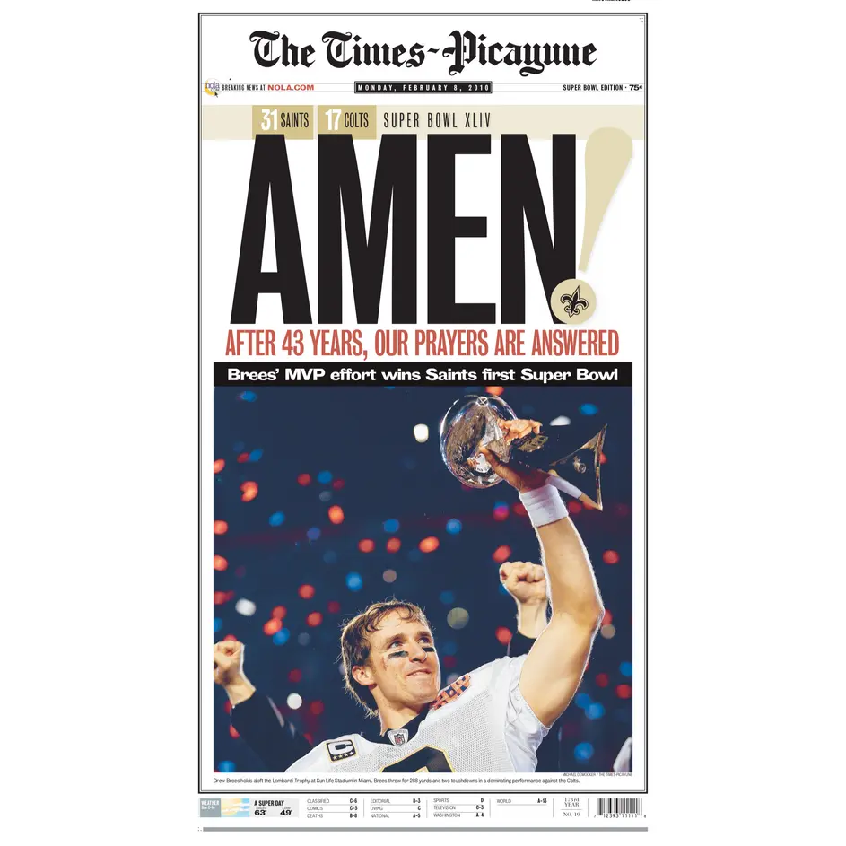 AMEN - The Saints win the Super Bowl - POSTER NO FRAME