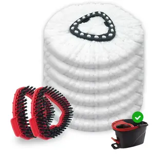 Mop Replacement Set, 1 Count Mop Head & 1 Count Scrub Brush Head, Household Cleaning Tool for Home Kitchen Bathroom, Spin Mop Refill, Spin Mop Replacements