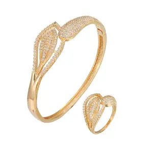 European American Bracelet Set Simple Micro Inlaid Zirconia Bracelet and Matching Ring Personality Fashion