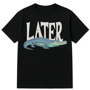 Crocodile T-shirt Retro 90s Style Short Sleeve Funny Graphic Loose Fit Tee for Men & Women Casual Gift Idea Round Neck Menswear Top