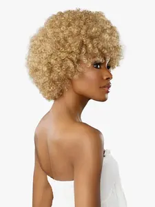 Human Hair Wig Gluless Wig Short Afro Wigs for Black Woman 8inches Human Hair Wig Honey Blonde Wig Natural Looking, 8 In, Afro Vibe
