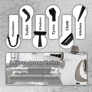 Upholstery Steam Cleaner for Home Floor, Handheld Mattress Steam Cleaner with 10 Accessory Kit, Multipurpose Portable Upholstery Steamer Cleaning with Safety Lock to Remove Grime, Grease, and More