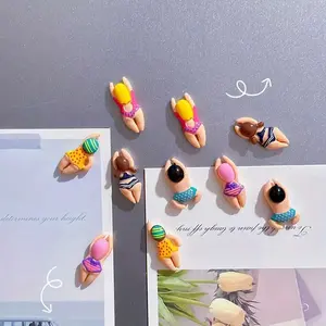 Mini Cartoon Swimming Character Refrigerator Magnets Set of 6, Ocean Beach Theme, Office Whiteboard Dishwasher Home Kitchen Christmas Decorations