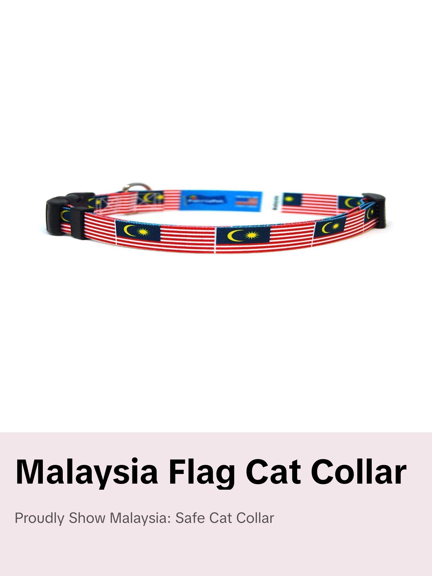 Cat Collar with Malaysia Flag | Great For National Holidays, Festivals, Parades, Sporting Events, Pride Events