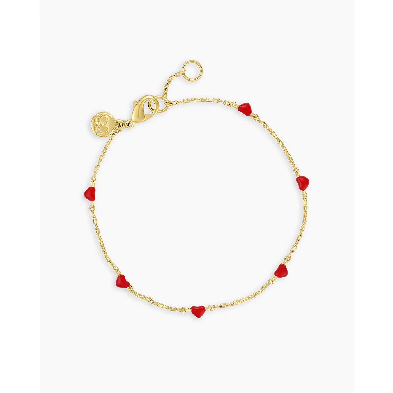 gorjana – Amour Bracelet Red – 18K Gold-Plated with Red Enamel Hearts ...