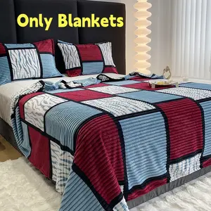 Modern Geometric Print Milk Velvet Blanket, Thick Soft Plush, Stylish Sofa Cover, Office Nap Blanket, Perfect Gift or Self-Use, Soft Blankets, Throw Blankets