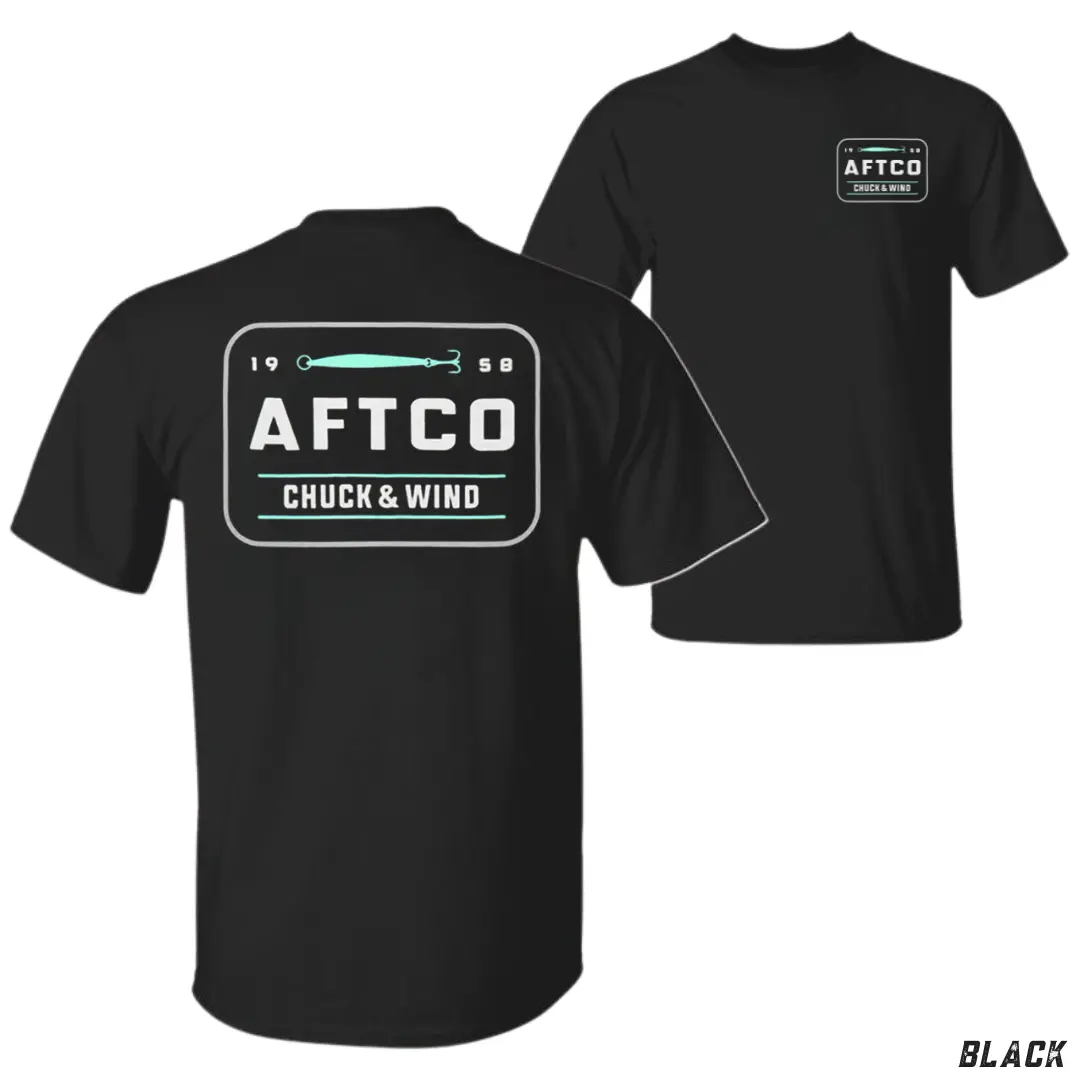 AFTCO Chuck & Wind T-Shirt, Fishing Gear Graphic Tee, Soft Cotton Shirt, Performance Apparel for Men & Women, Perfect Gift for Fishing Lovers, Angler Lifestyle Shirt